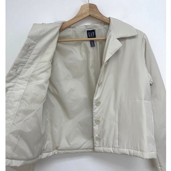 Vintage Gap Normcore 90s Minimalist Basic Neutral Puffer Boxy Crop Jacket XS - Picture 9 of 11
